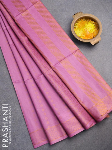 Bamboo silk saree mild purple with allover copper zari woven butta weaves and zari woven border