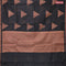 Banarasi cotton saree black with copper zari woven geometric buttas and piping border