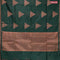 Banarasi cotton saree dark green with copper zari woven geometric buttas and piping border