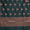 Banarasi cotton saree dark green with copper zari woven geometric buttas and piping border