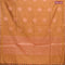 Banarasi cotton saree mustard yellow with copper zari woven geometric buttas and piping border