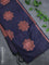 Banarasi cotton saree navy blue with copper zari woven buttas and piping border