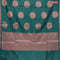 Banarasi cotton saree peacock green with copper zari woven buttas and piping border