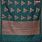 Banarasi cotton saree peacock green with copper zari woven buttas and piping border