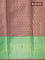 Banarasi kora saree pink and green with allover copper zari weaves and annam zari woven border