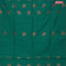 Banarasi semi cotton saree teal green with copper zari woven geometric buttas and piping zari woven border