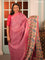 Banarasi tissue organza saree pink with plain body and kalamkari printed border