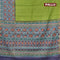 Bhagalpuri saree green and blue with allover prints & zari strips and long patola printed border