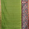 Bhagalpuri saree green and brown with allover zari checked pattern and long kalamkari printed zari border