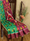 Bhagalpuri saree green and purple with allover ikat prints and simple zari border
