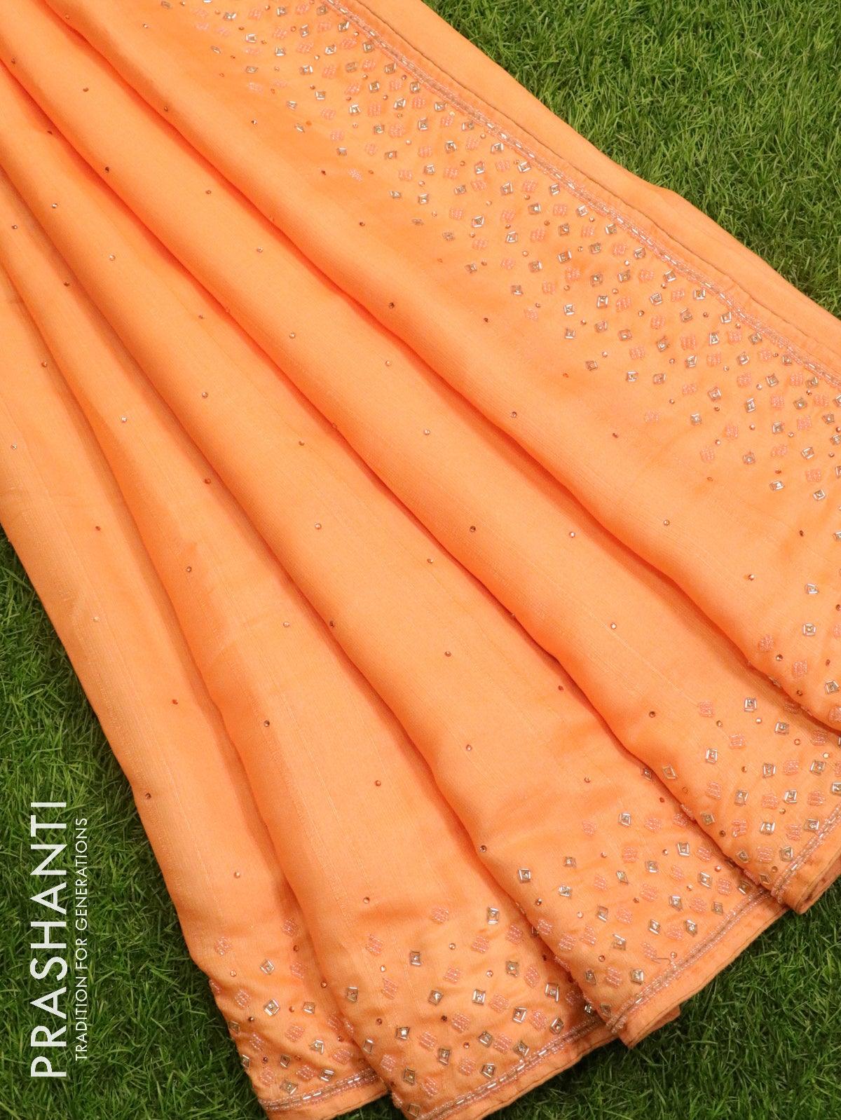Chappa saree peach with embroidery beads & stone work