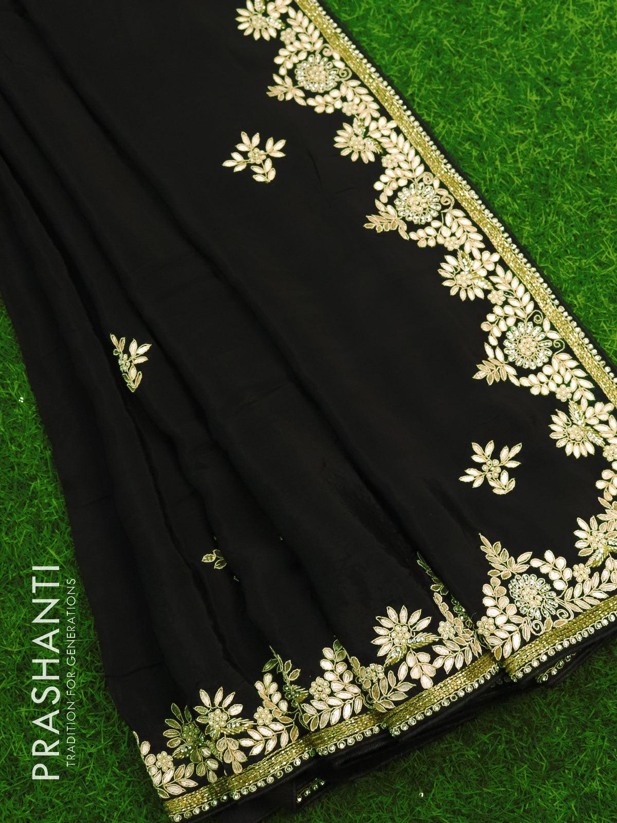 Black Stone, Beads and Sequins work Saree with Matching Unstitched Des –  Seasons Chennai