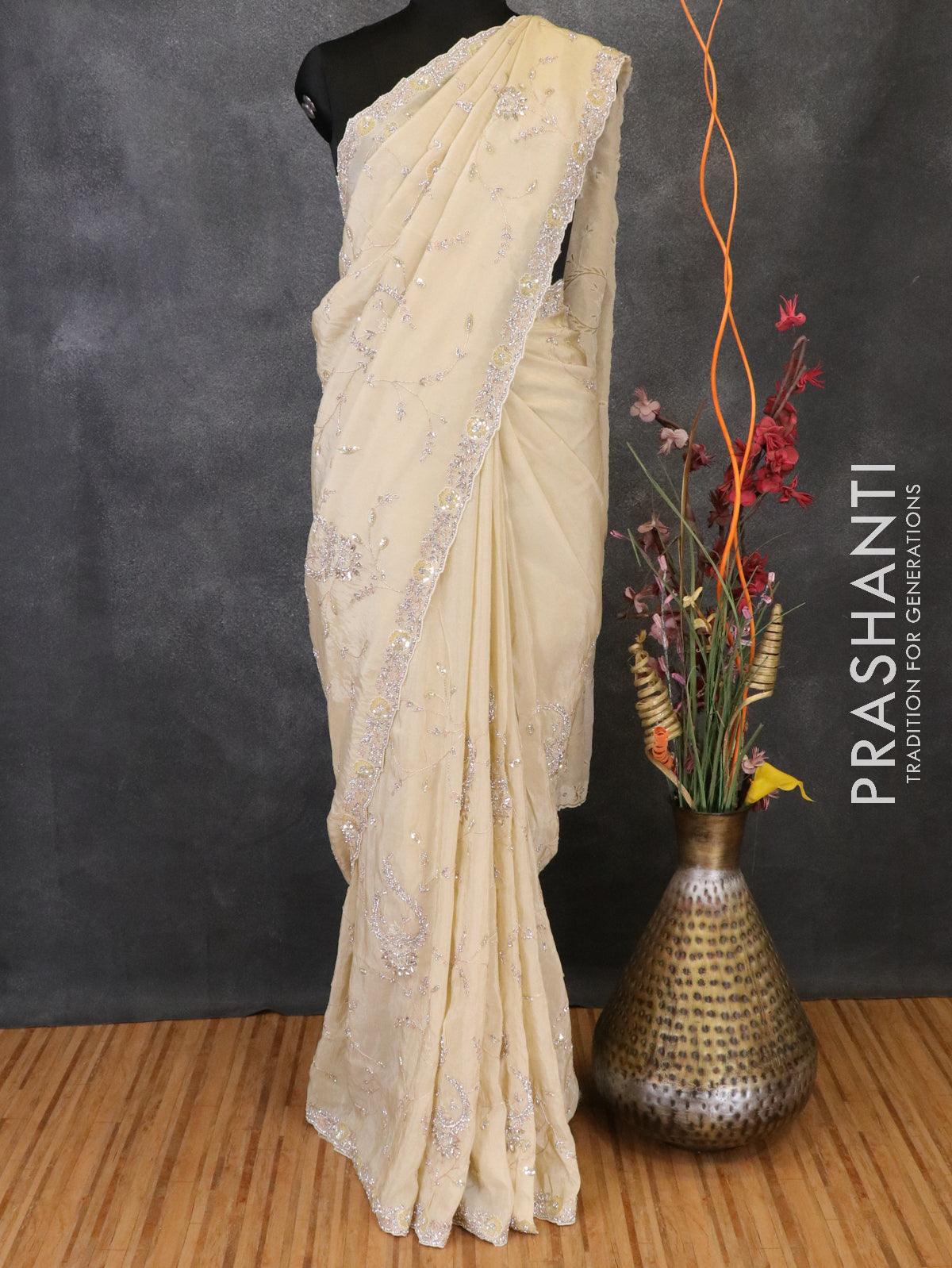 Buy KRISHIV FASHION Women's Georgette Silk Hot Fix Swarovski  DaimondWork/Stone Work Wedding Collection Saree With Blouse Piece. (Rama)  at Amazon.in