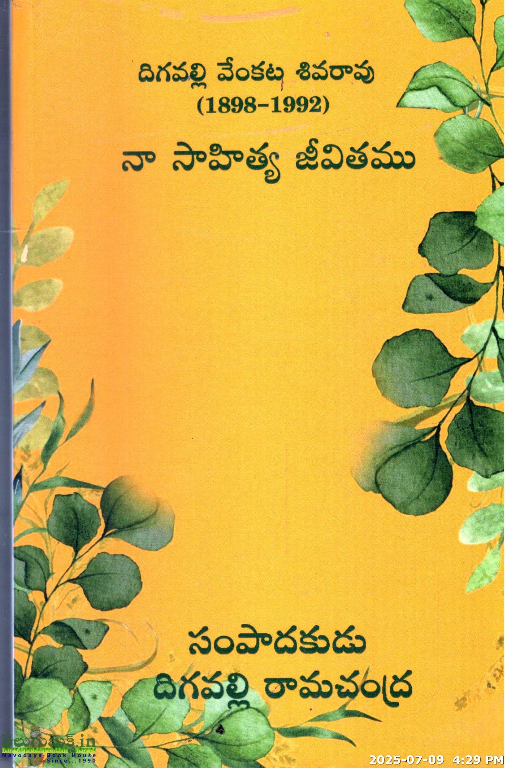 Digavalli Venkata Shivarao Na Sahitya Jeevithamu