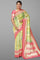 LIGHT OLIVE GREEN and LIGHT PINK DIGITAL PRINT SILK Saree with BANARASI