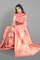 LIGHT PINK and RED BIRDS FIGURE WEAVING SILK Saree with BANARASI