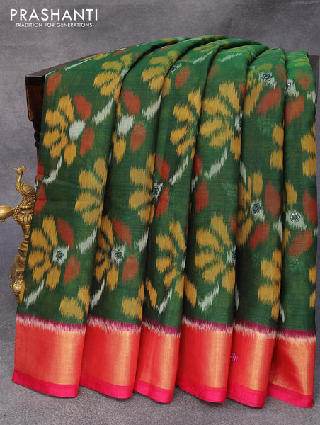 Pochampally Ikkat Sico Silk Cotton Sarees With Blouse - SICO0114 -  HandloomWear