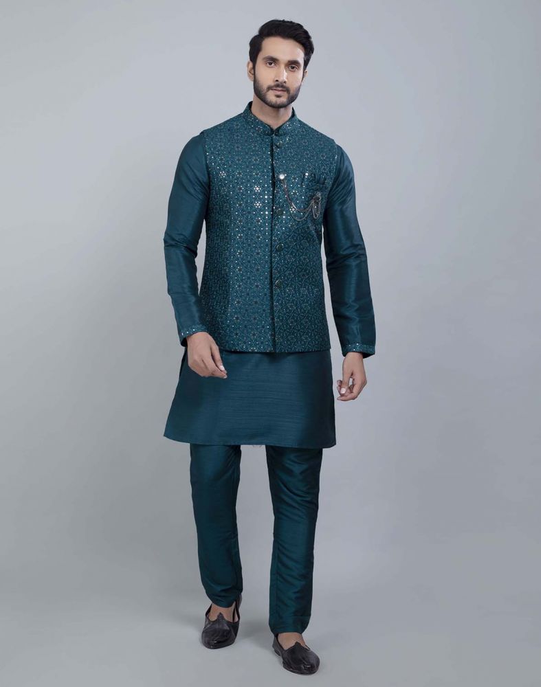 Fawn Embroidered Kurta Jacket Set – Bonsoir