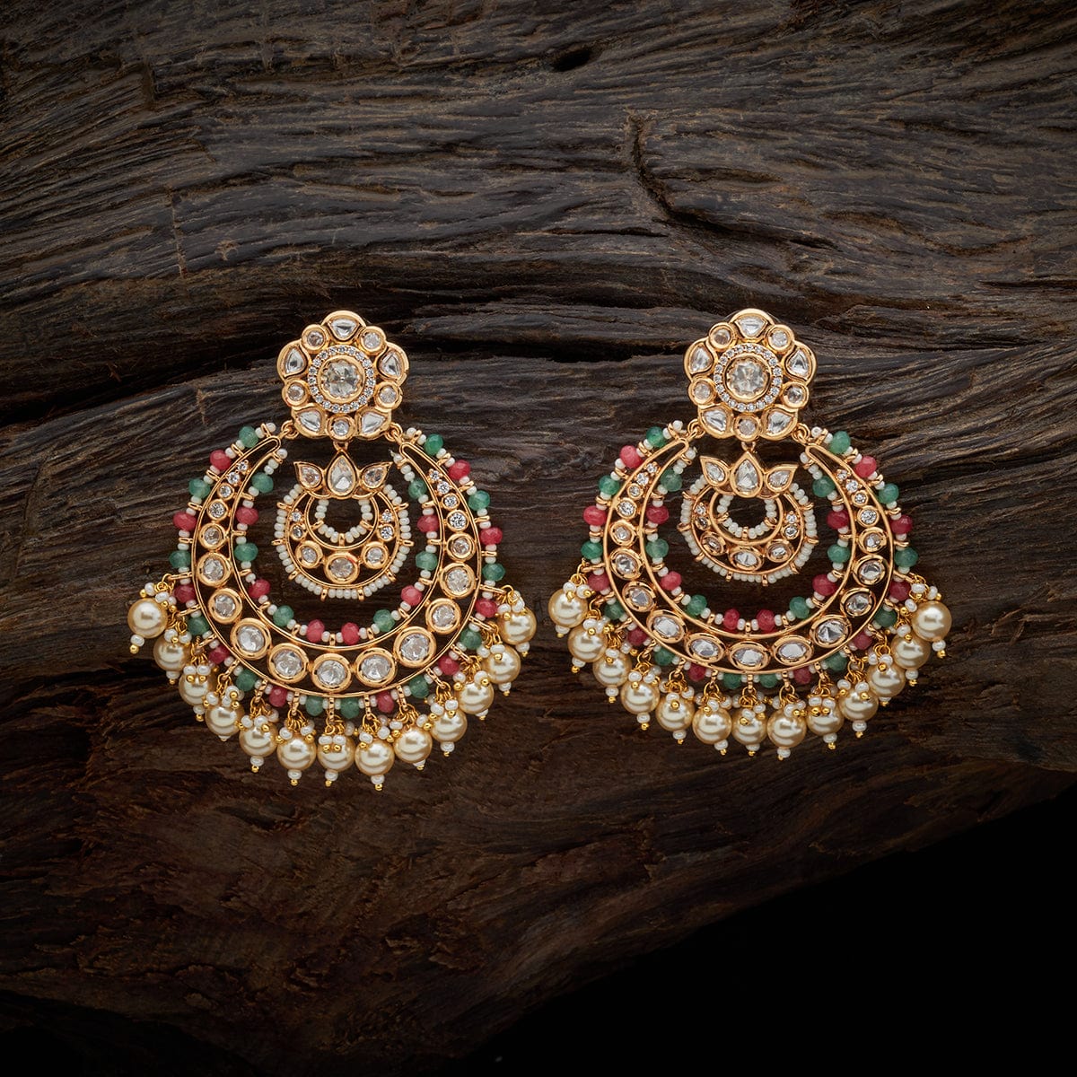 Aishwarya Royal Blue Crystal Beads Kundan Earrings – AG'S