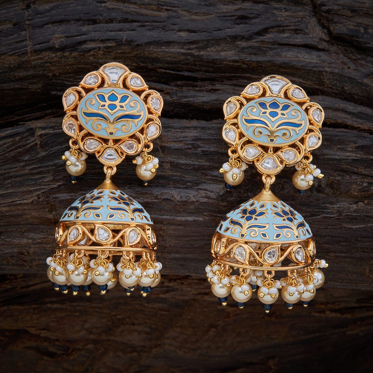 Blue hot sale kundan earrings