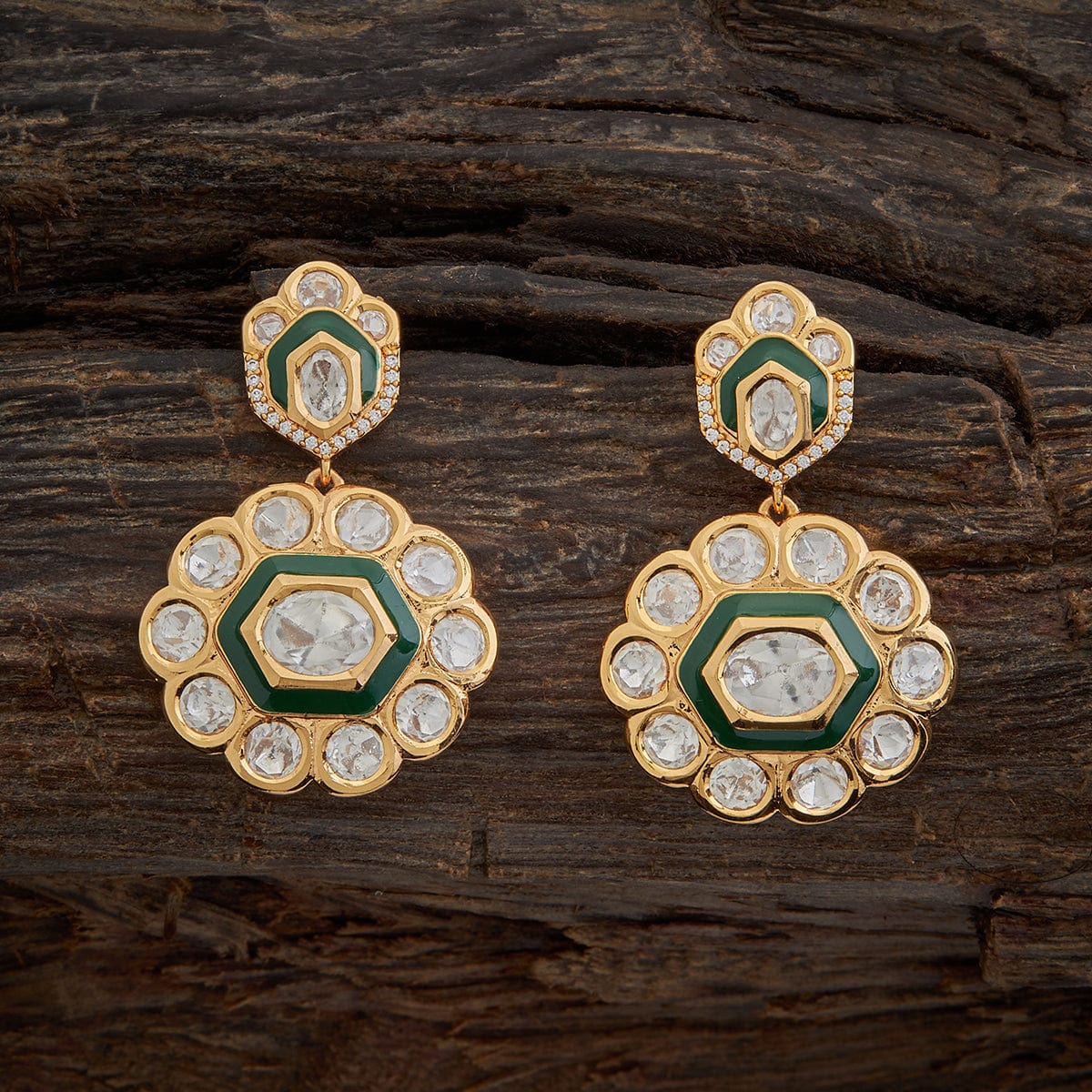 Contemporary Style Kundan Earrings