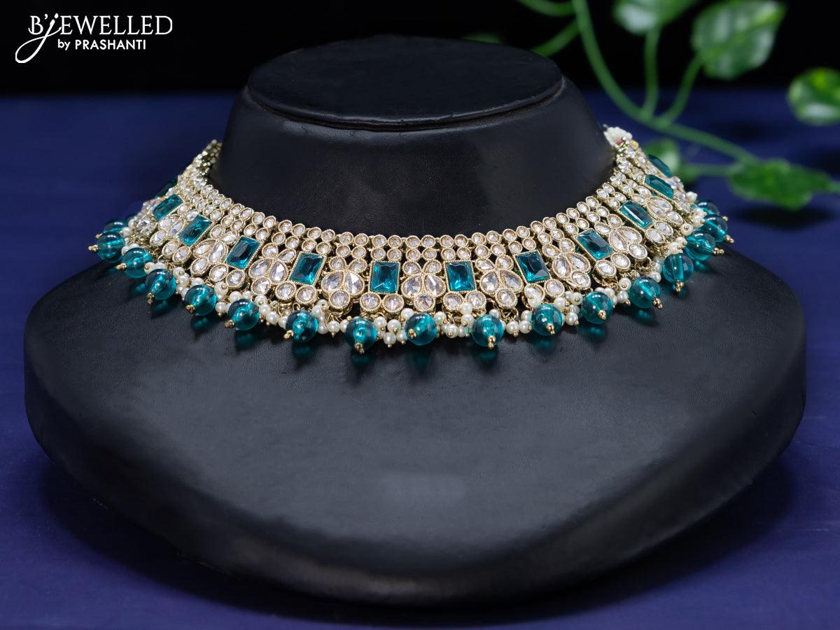 Blue deals kundan necklace