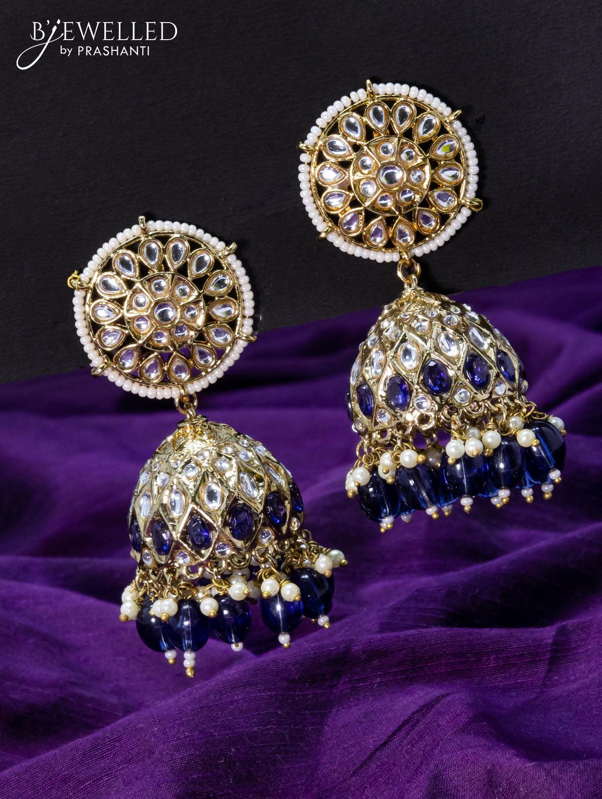 Jhumka dangle Large Hoop CZ Earrings - Diamond look – Simpliful Jewelry