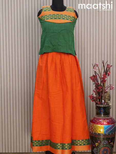 Buy Kinder Kids Girls Yellow & Orange Embroidered Ready To Wear Lehenga &  Blouse With Dupatta - Lehenga Choli for Girls 20127188 | Myntra