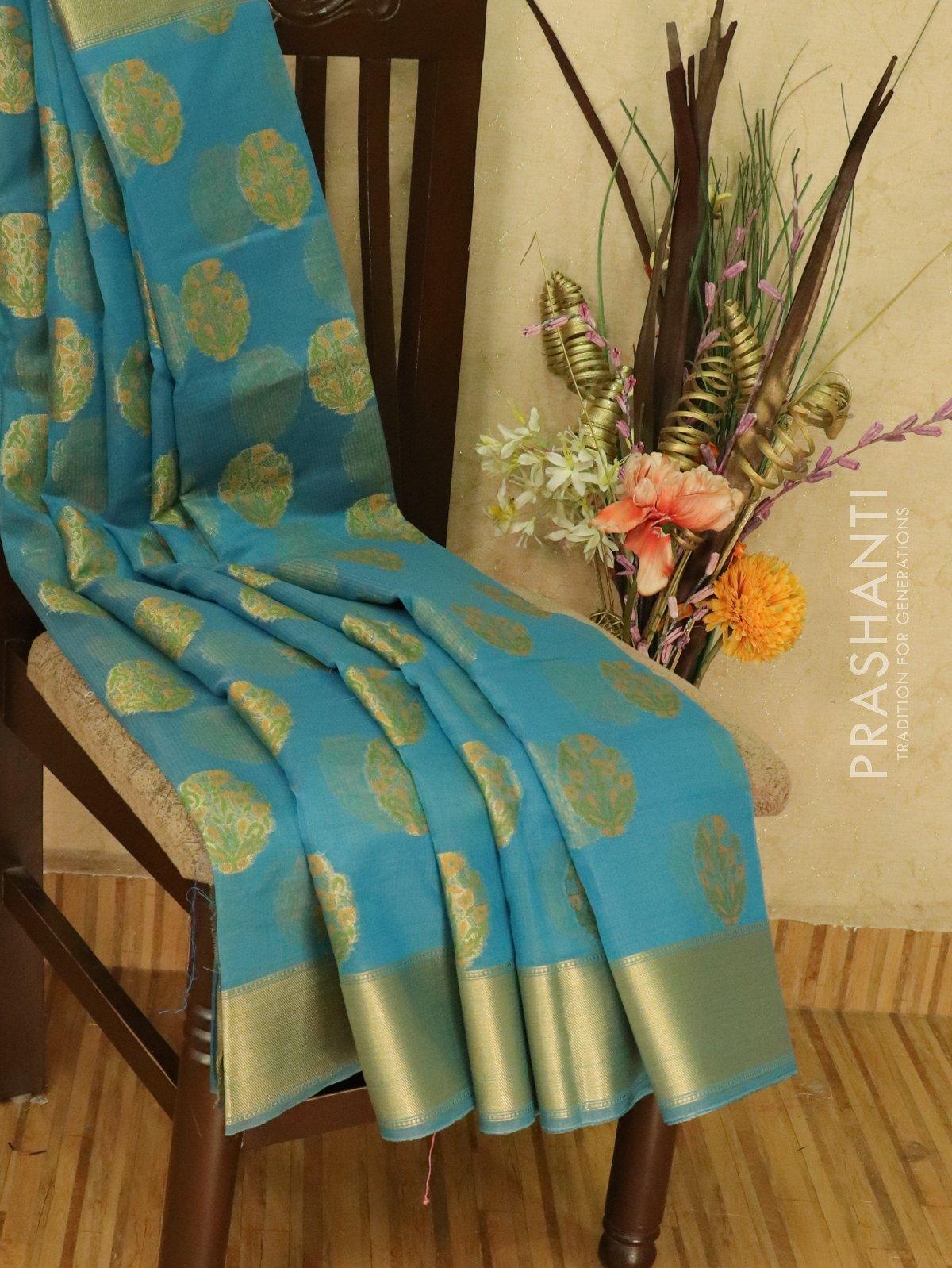 Women's Kota Doria Cotton Manipuri Saree With Unstitched Blouse Piece | eBay