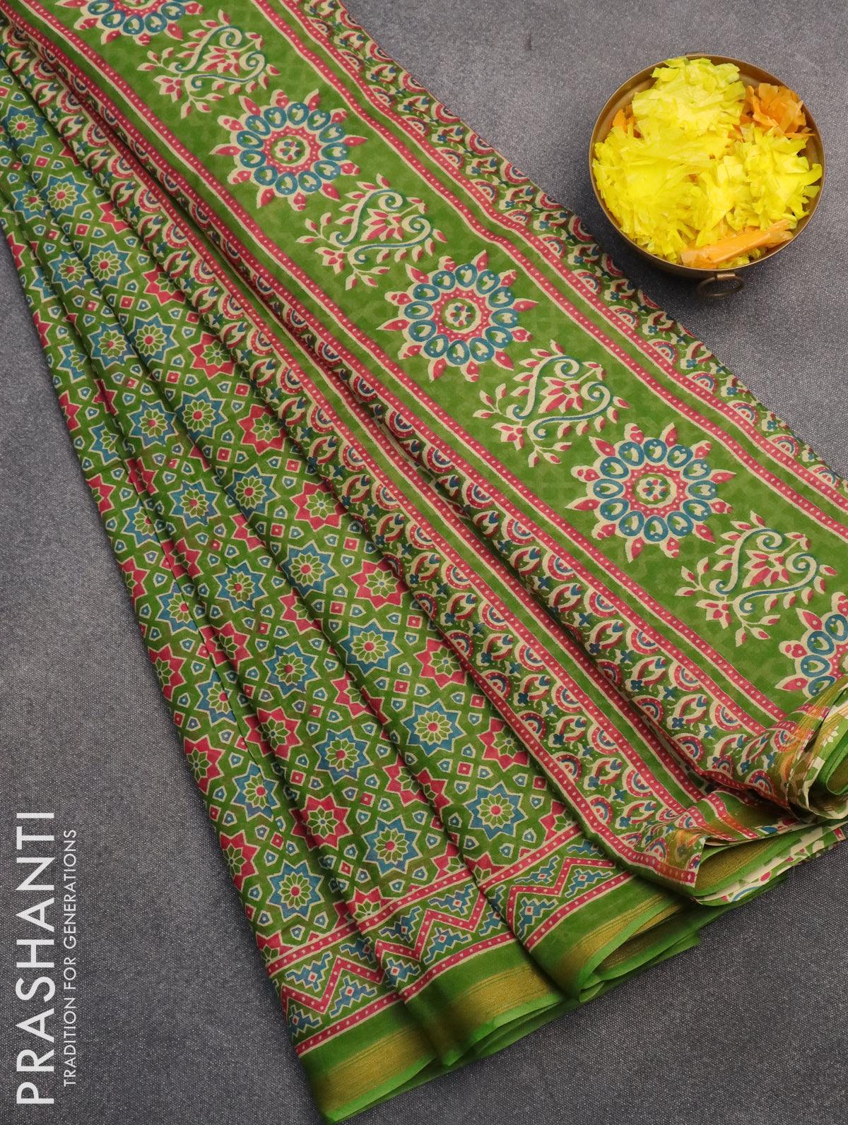 Pia Ajrakh Hand Block Printed Mul Cotton Saree - Etsy