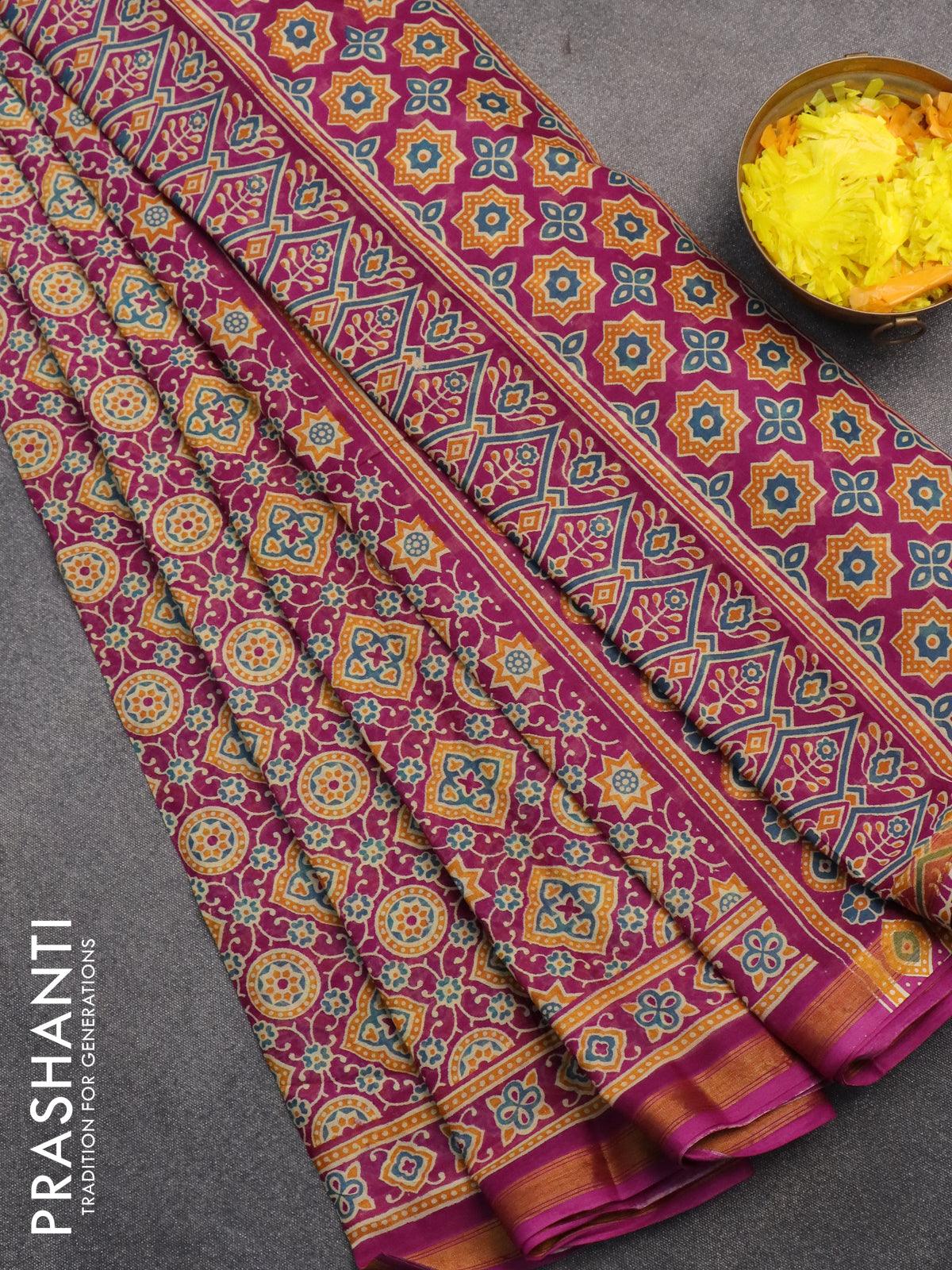 Ajrakh Cotton Saree-Aathira - Arbee