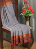 Narayanpet cotton saree grey shade and maroon with plain body and zari woven simple border