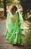 Parrot green Raw silk skirt