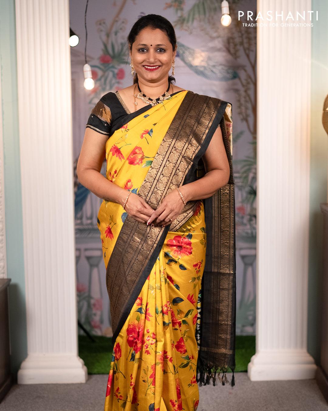 Yellow Soft Patta Style Satin Sarees with Plain Benglory Blouse Ready –  befashionate