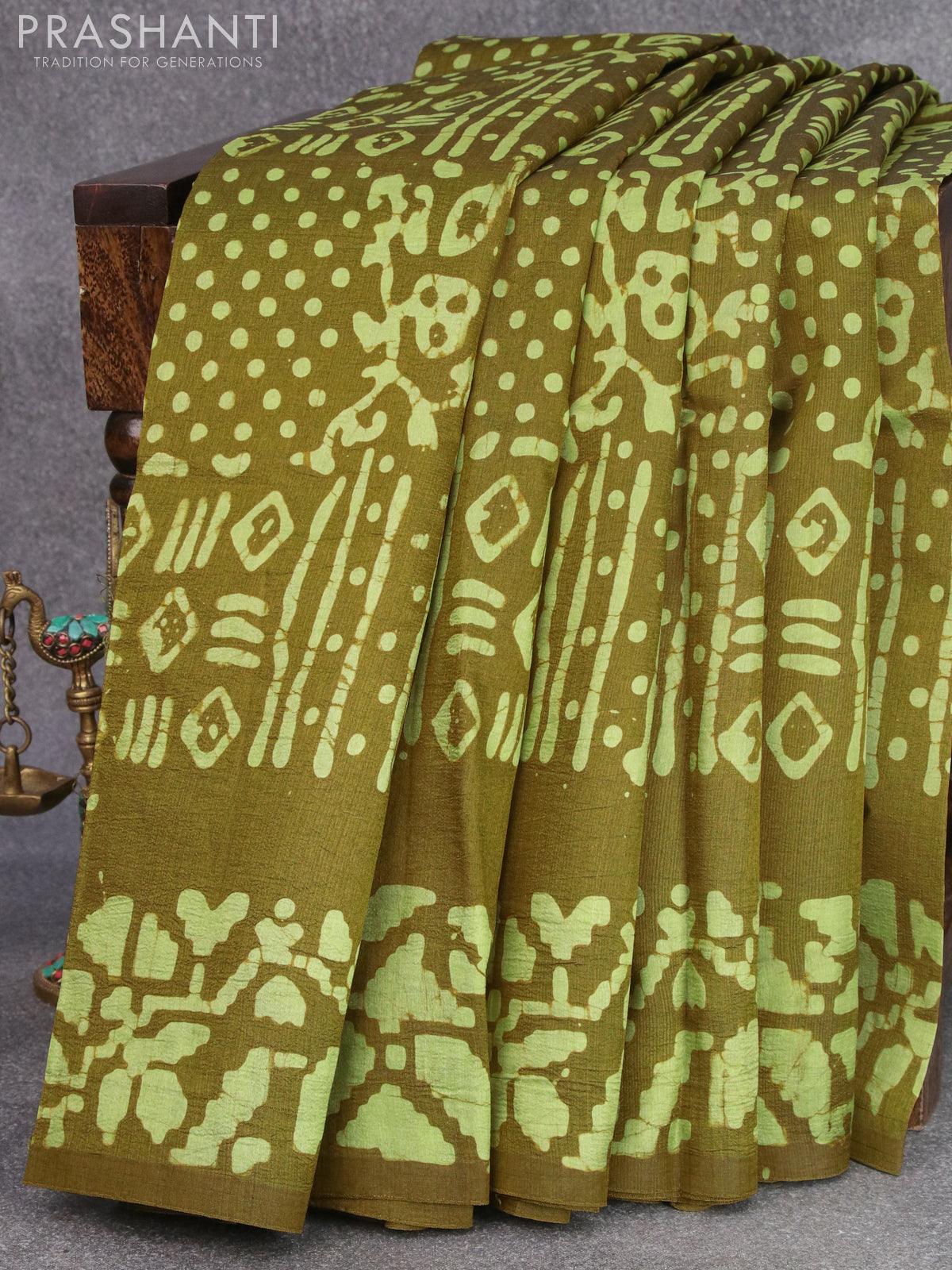 Batik Printed Silk Saree | Craftomaniacs