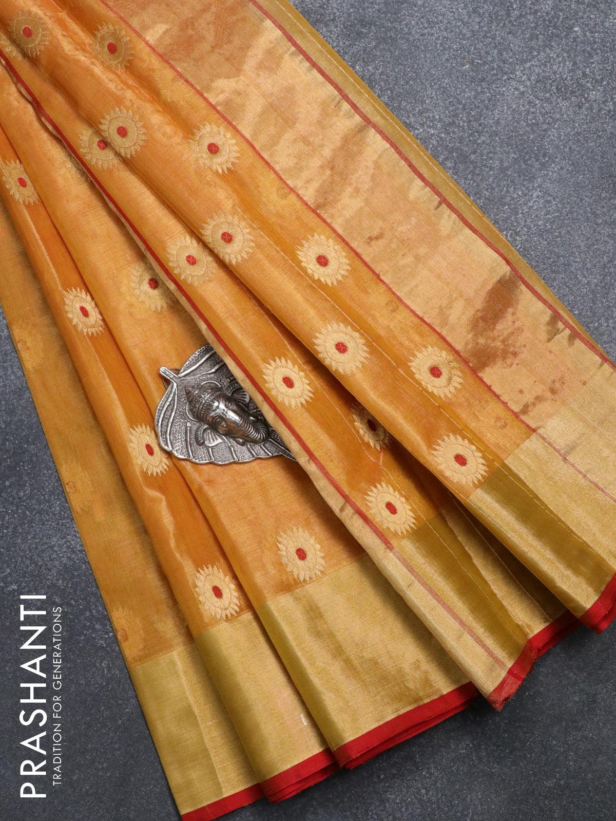 Onion Pink Pure Chanderi Handloom Tissue Silk Saree –