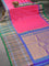 Pure gadwal silk saree pink and green with zari woven floral buttas and temple design long zari woven border