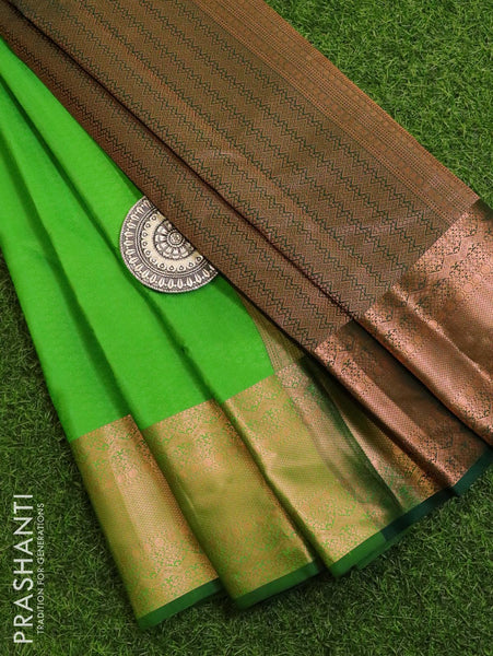 Banarasi Silk Woven Saree In Parrot Green Colour - SR1357109