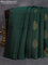 Pure kanjivaram silk saree dark green and teal green light pink with zari woven buttas in borderless style