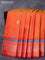 Pure kanjivaram silk saree dual shade of mustard and red with thread woven buttas and thread woven border