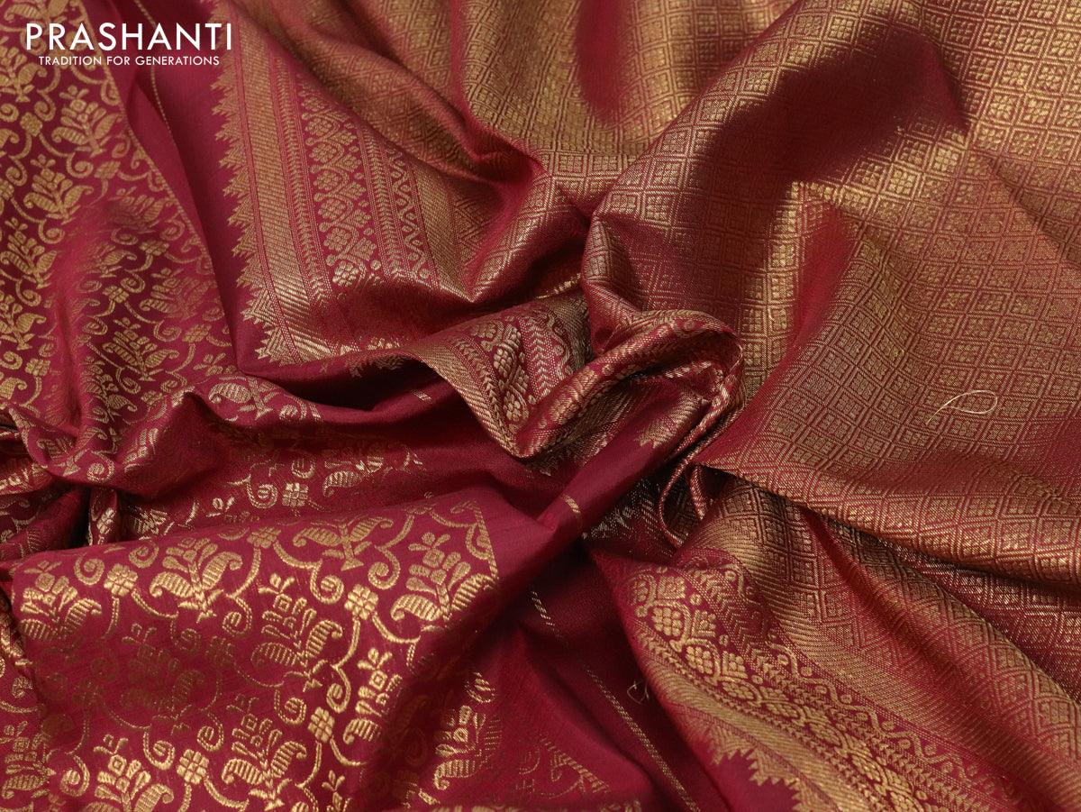 Maroon Color Silk Embroidered Saree