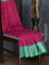 Pure kanjivaram silk saree pink and teal green with allover silver zari woven buttas and silver zari woven border