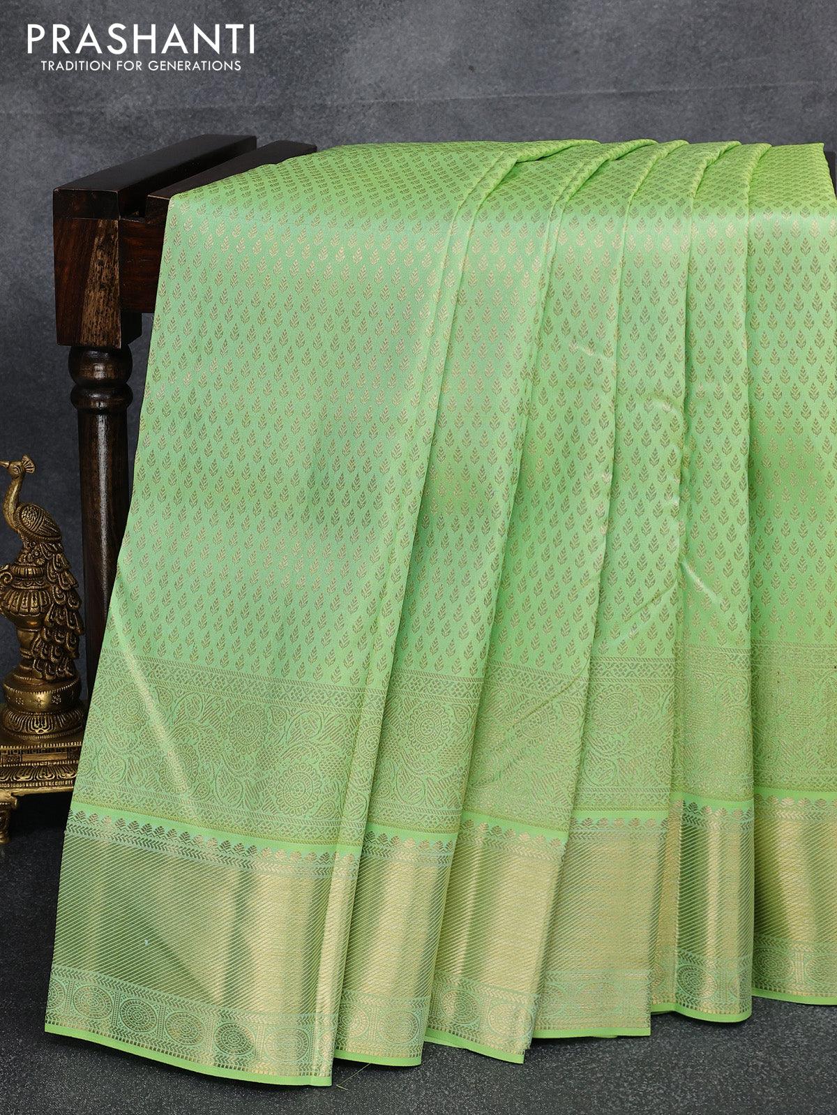 Buy Pista Green Sarees for Women by Ptiepl Banarasi Silk Works Online |  Ajio.com