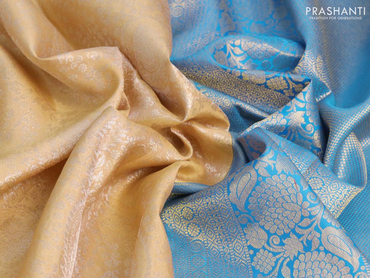 Powder Blue color designer dola silk saree with contrast blouse – TYAAR  INDIA