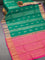 Pure kanjivaram silk saree teal green and pink with allover zari weaves and zari woven border