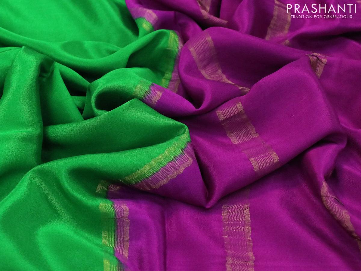 Purple Plain Silk Handloom Saree - Sacred Weaves