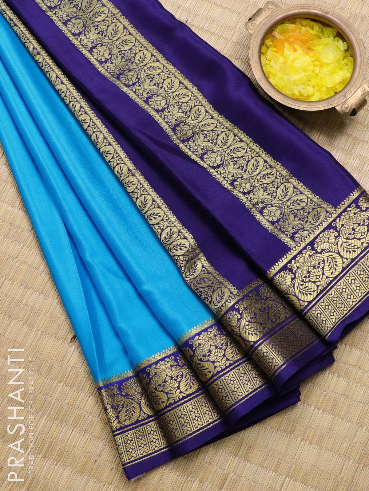 Buy KAAYALI Embroidered Banarasi Pure Silk Dark Blue Sarees Online @ Best  Price In India | Flipkart.com