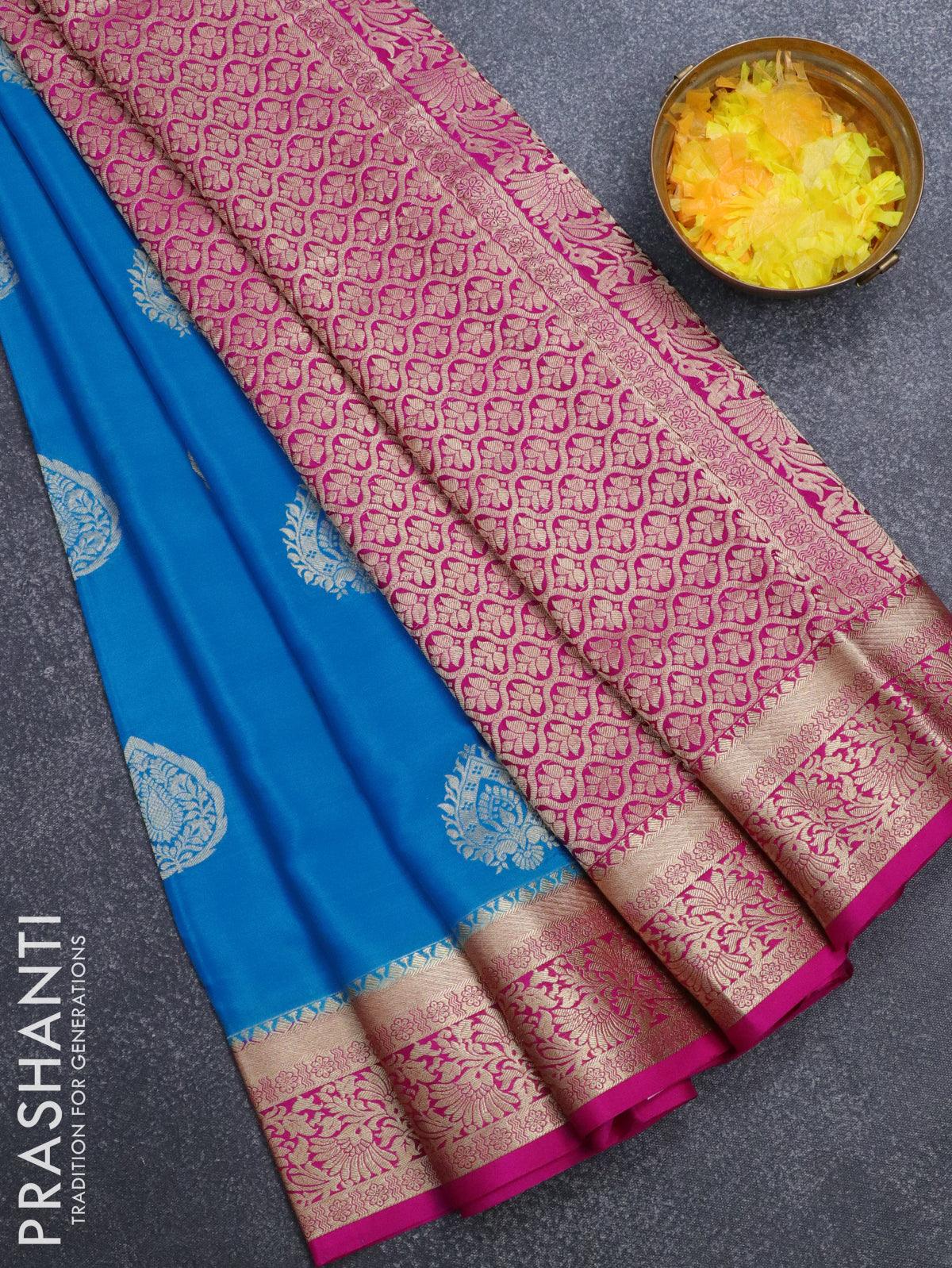 Sky Blue Elegant Silk Saree With Zari Work For Party Function – Parvati  Ethnic