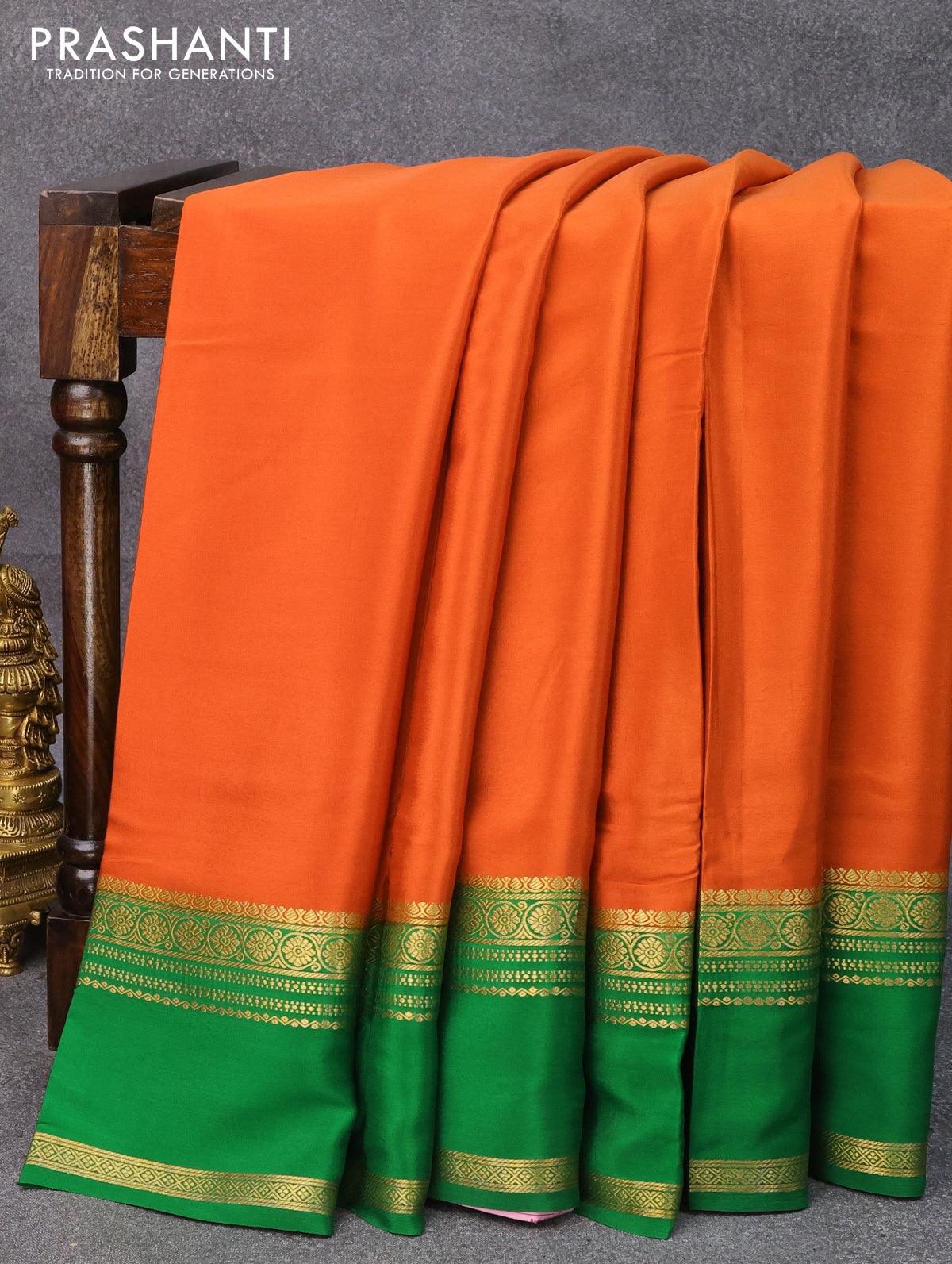 Buy Amber Yellow Mysore Silk Saree online-Karagiri