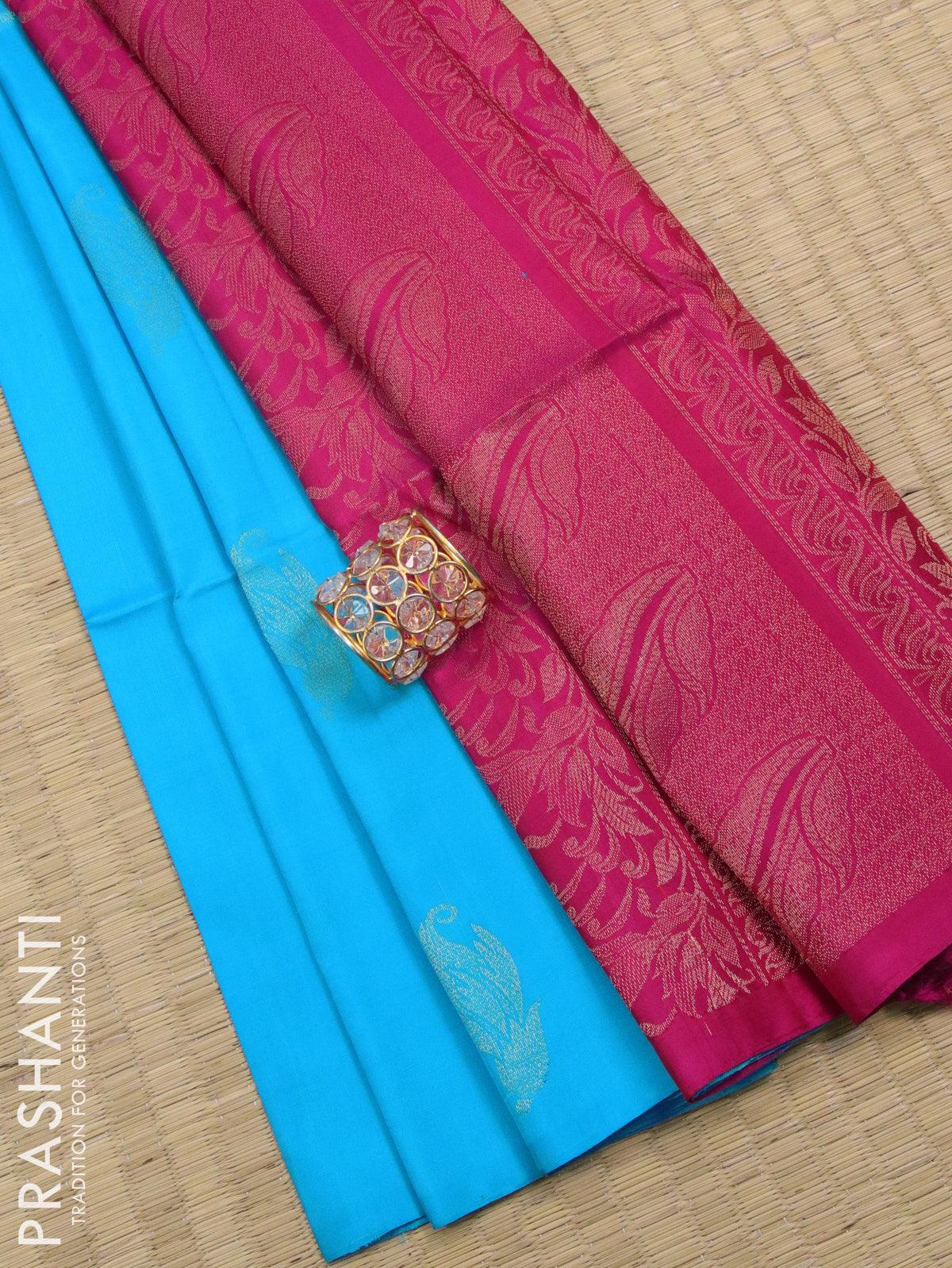 Pure Kanchi Soft Silk Borderless Saree with Pure Benarasi Blouse – VAVS  WOMENS STOP